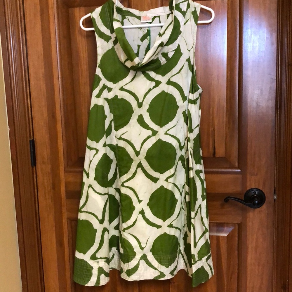 Unique green & cream summer dress